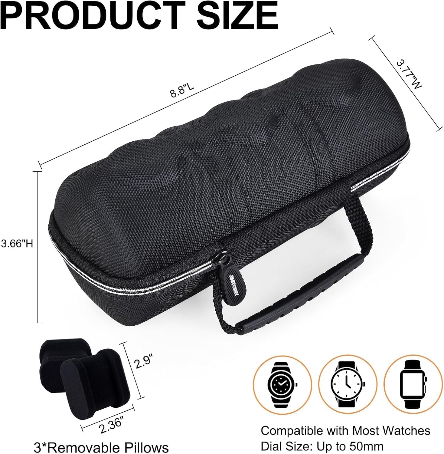 Sleek 3-Slot Hard Shell Watch Organizer with Soft Pillows | Portable & Dustproof