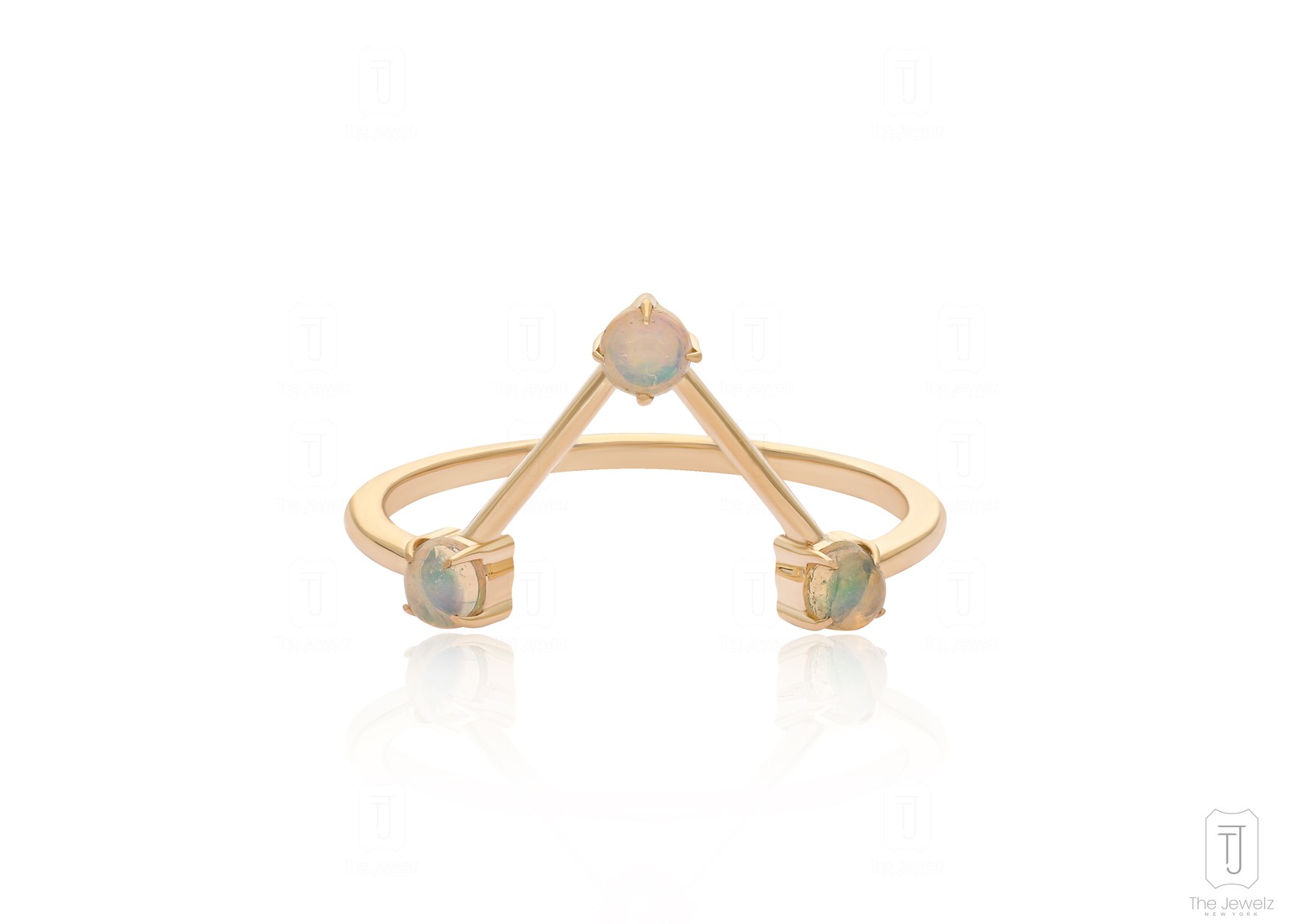 14K Yellow Gold Multi-Gemstone Ring- Option- Pearl/Opal/Moonstone/Turquoise