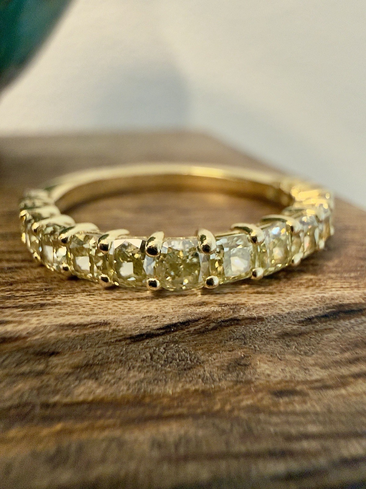 18K Fancy Intense Yellow Diamond Wedding Band. 2.24Cts. Sz 9