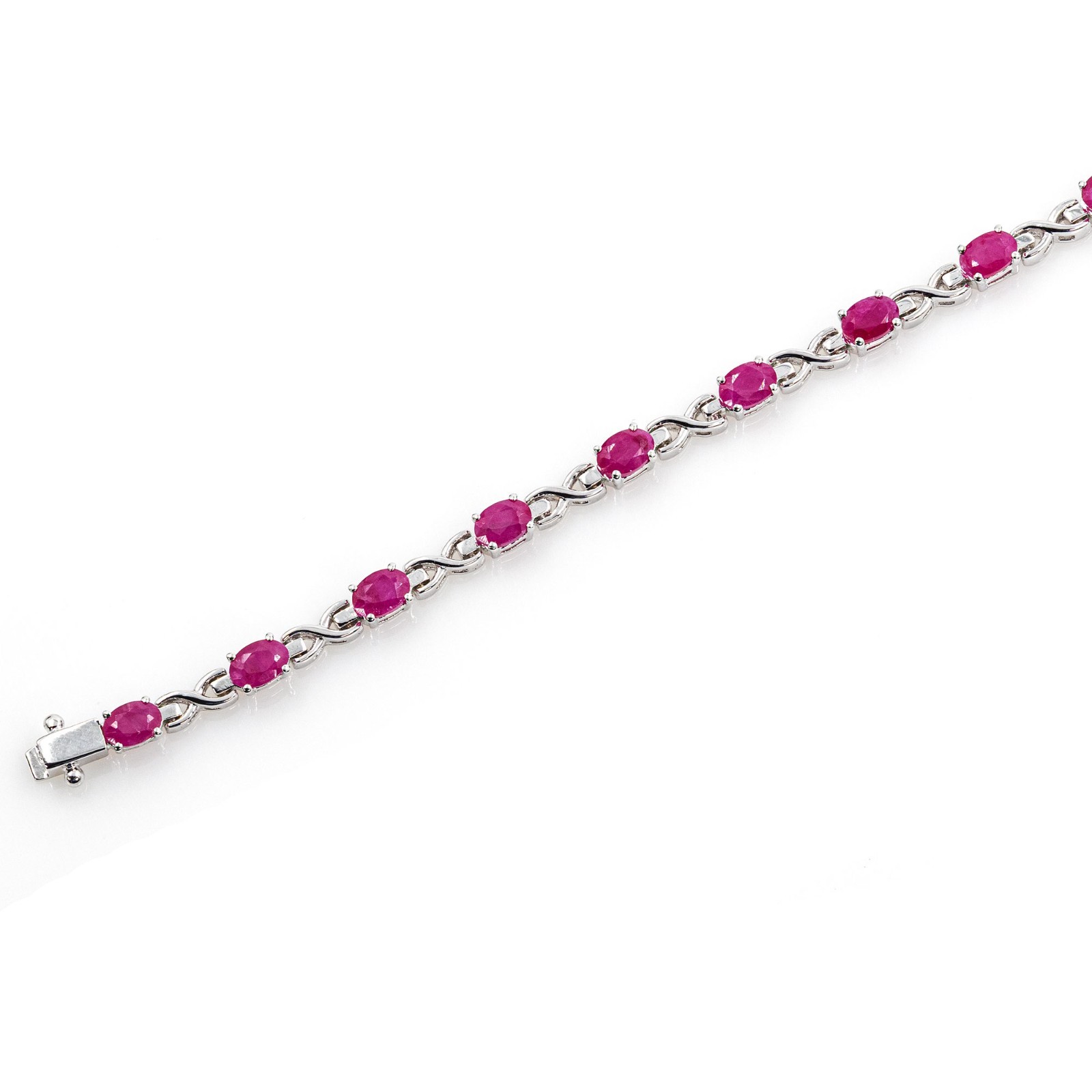 925 Sterling Silver Ladies Bracelet Genuine Ruby Gemstones AAA 18cm Jewellery Piece
