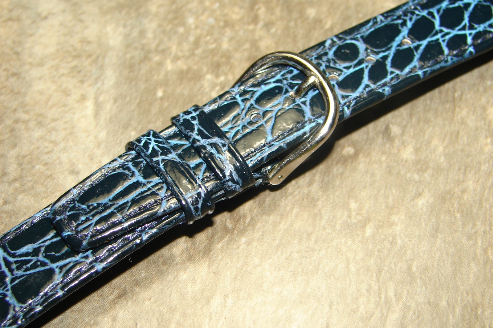 Men’s Stitched 17mm Navy Blue Alligator Leather Watch Band Strap Swiss Made NOS