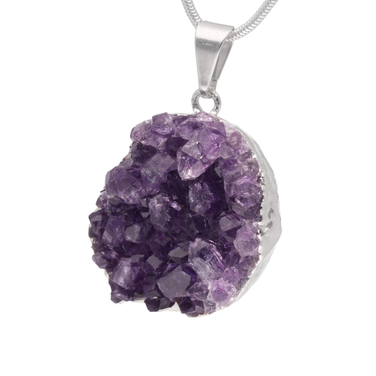 Amethyst Druze Pendant | Natural Stone Gemstone | Jewelry Pendant with Hole