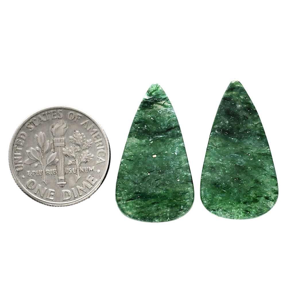 Natural Green Aventurine Pair 13.8×24.7×4 mm Pear Polished Gemstone LS76-04785