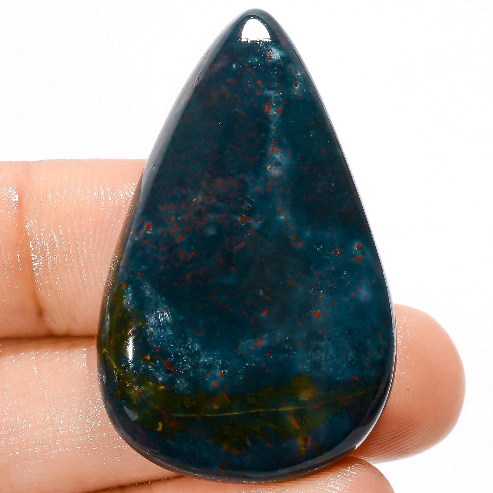 Natural Bloodstone Pear Shape Cabochon Loose Gemstone 53.5 Ct 39X24X6 mm X-20429