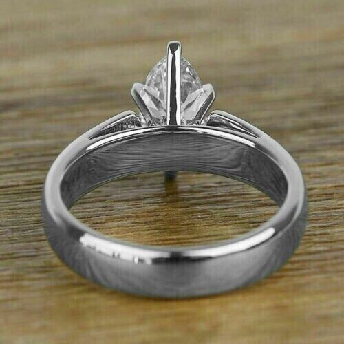 RARE 4 Ct Certified Marquise Shape Natural White Diamond Ring White Gold Finish