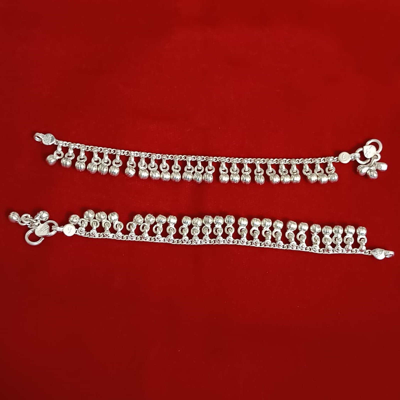 Pure Silver Noisy Jingle Bell Anklet Indian Payal Personalized Kids Jewelry 6.5″