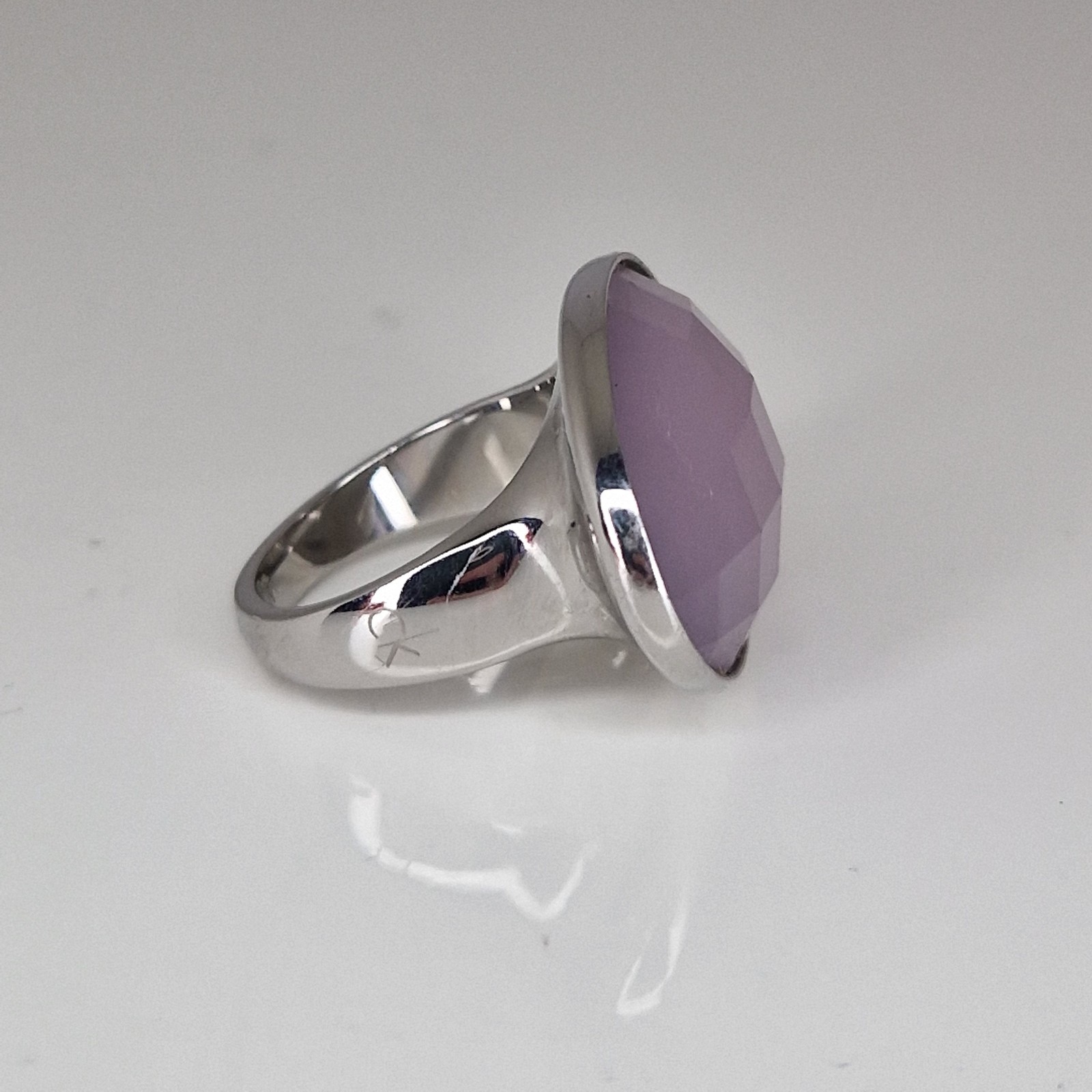 Calvin Klein Continuity Two Tone Size P 1/2 Pink Faceted Oval Silver Tone CK