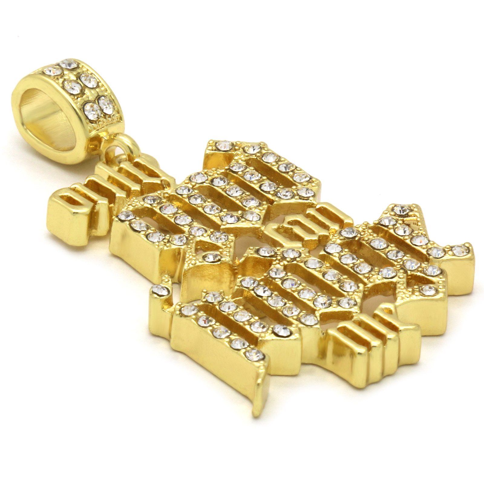 14k Gold Plated Only God Can Judge Me Pendant Cubic-Zirconia 24″ Rope Chain