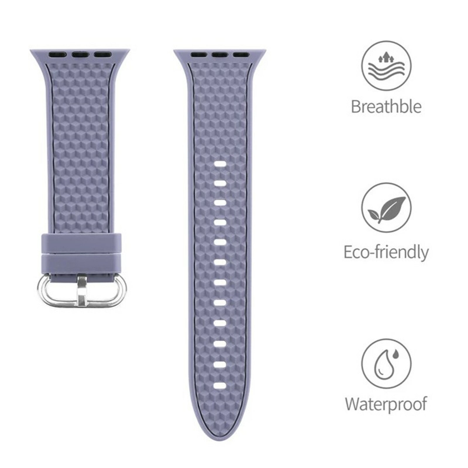 Silicone Replacement Band for Apple Watch Series 9, 8, 7, 6, 5, 4, 3, 2, 1, SE