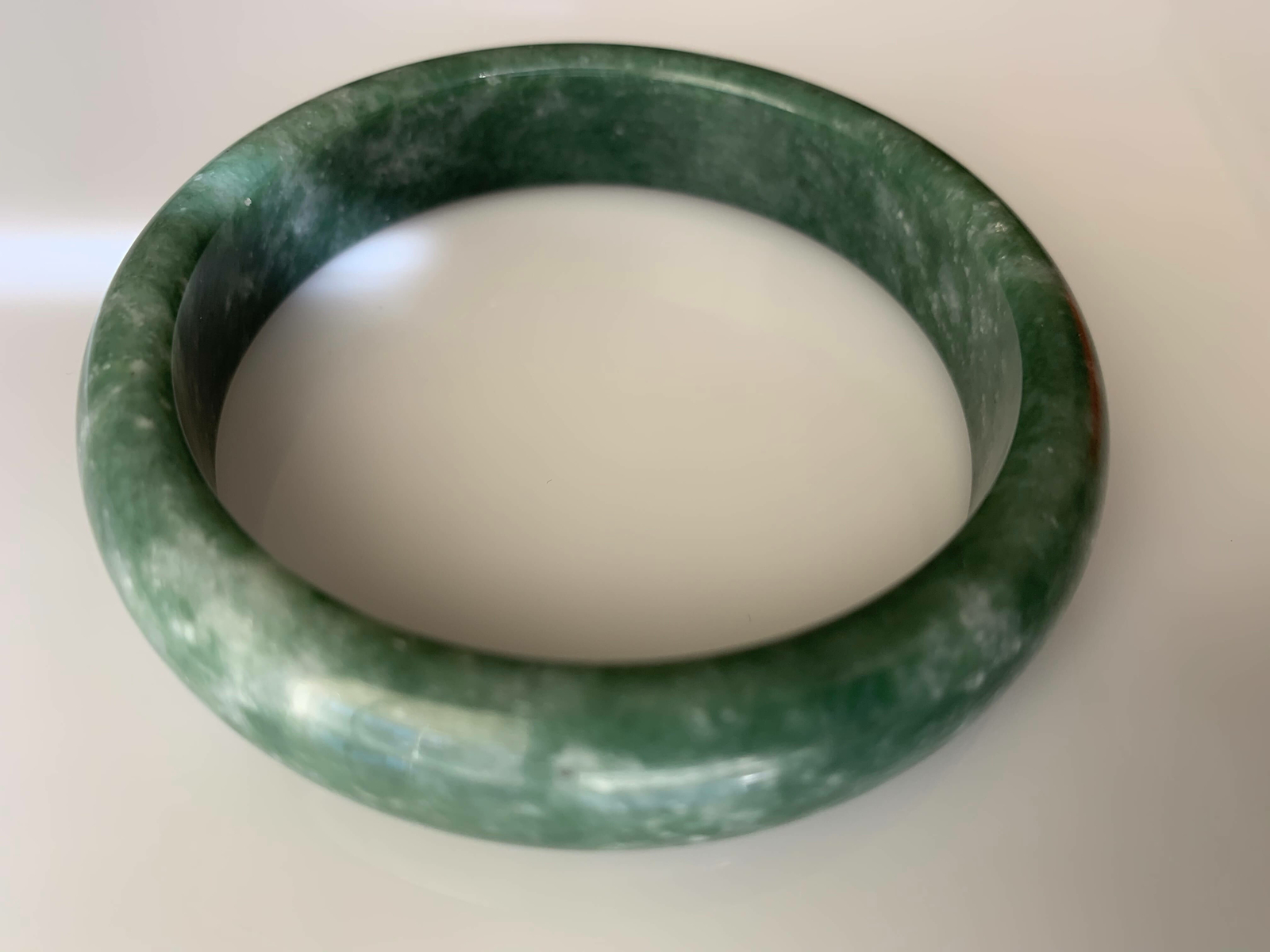 Beautiful Natural Real Chinese Green Jade Bangle Bracelet Emerald Green 61mm