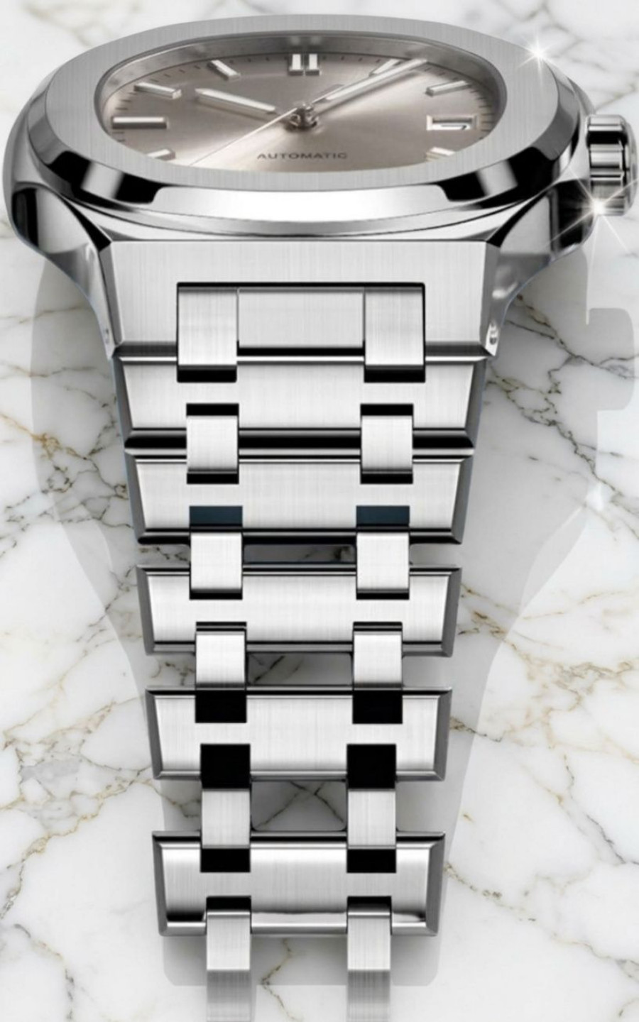 Mens Classic Luxury Watch Analog Tiffany Blue Dial Silver Bracelet Wristwatch