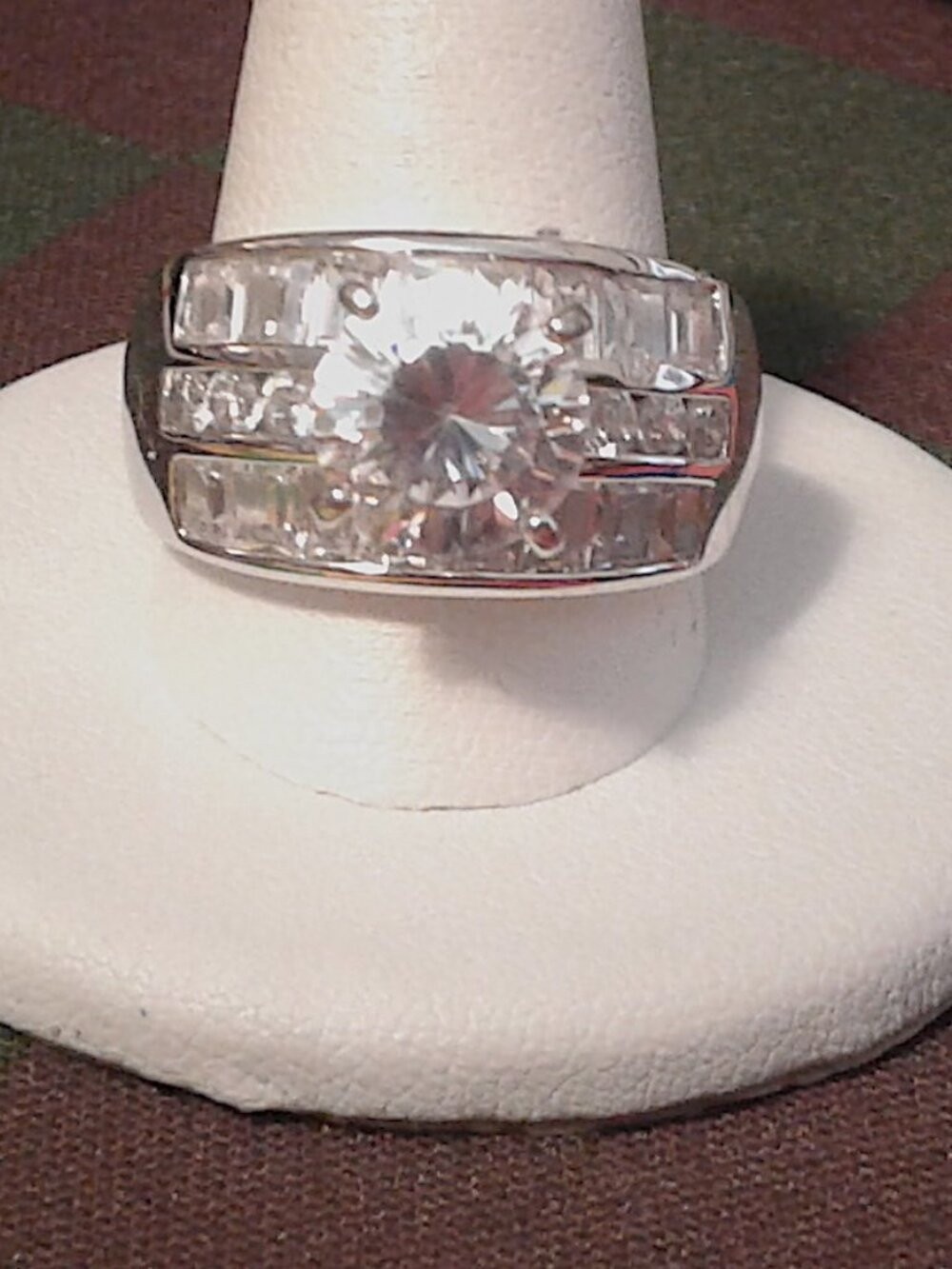 BLD605W Bella Luce Rhodium Plated Center Design Ring 9.21ctw. Size 10