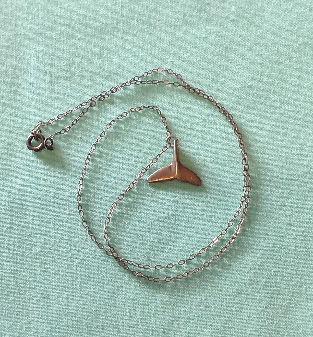 Sterling Silver 925 Whale Tail Necklace Signed Tested 17″ Chain