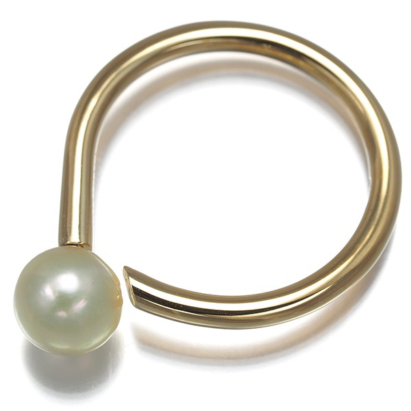 Auth TASAKI Ring Akoya Pearl 6.4mm US6-6.25 18K 750 Yellow Gold