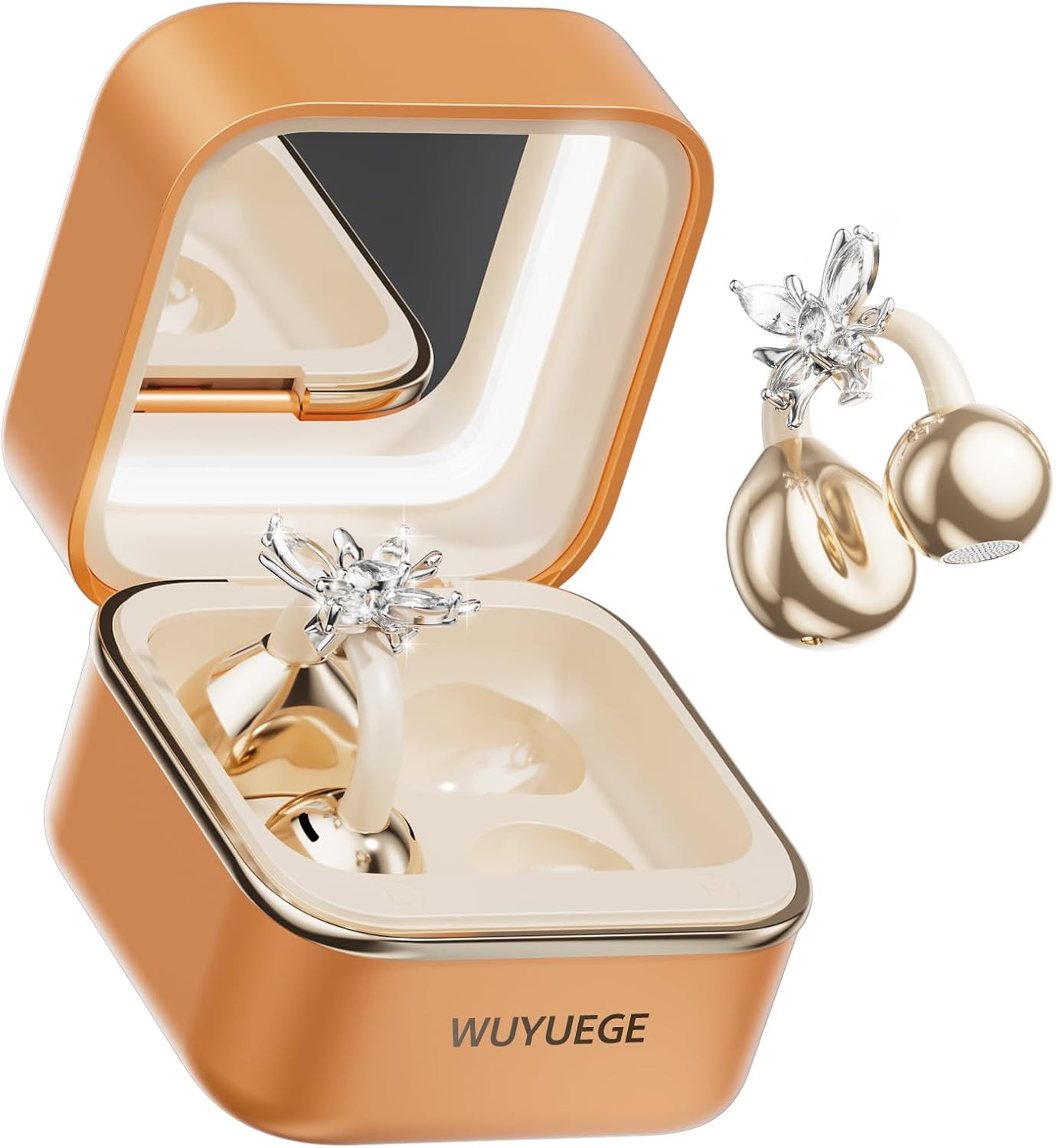 Wireless Bluetooth Earbuds with Detachable Butterfly Earrings & LED Case