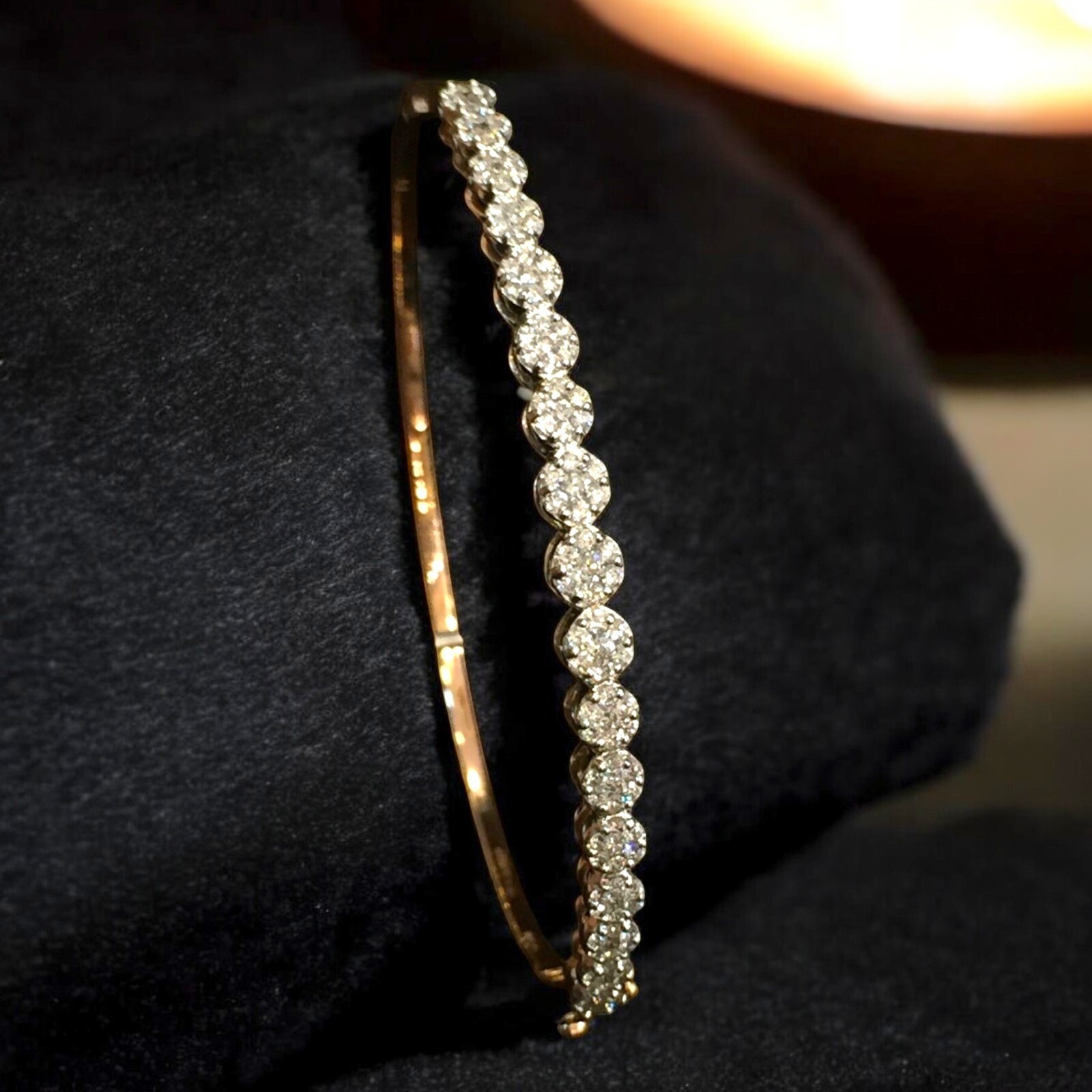 1.10 Cts Round Brilliant Cut Natural Diamonds One-Row Bracelet in 14K Rose Gold