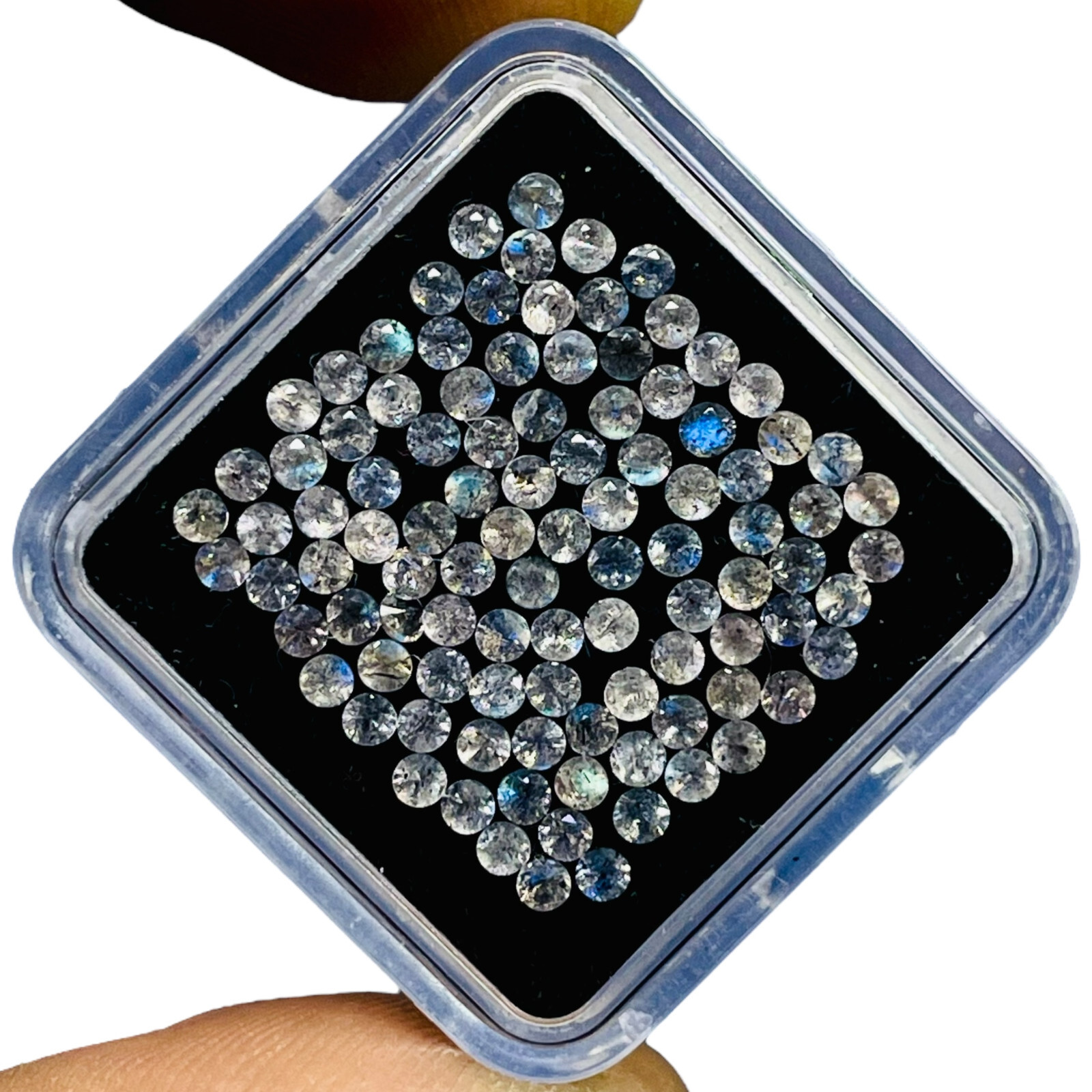 100 Pcs Natural Labradorite 2mm Round Diamond Cut Calibrated Loose Gemstones Lot
