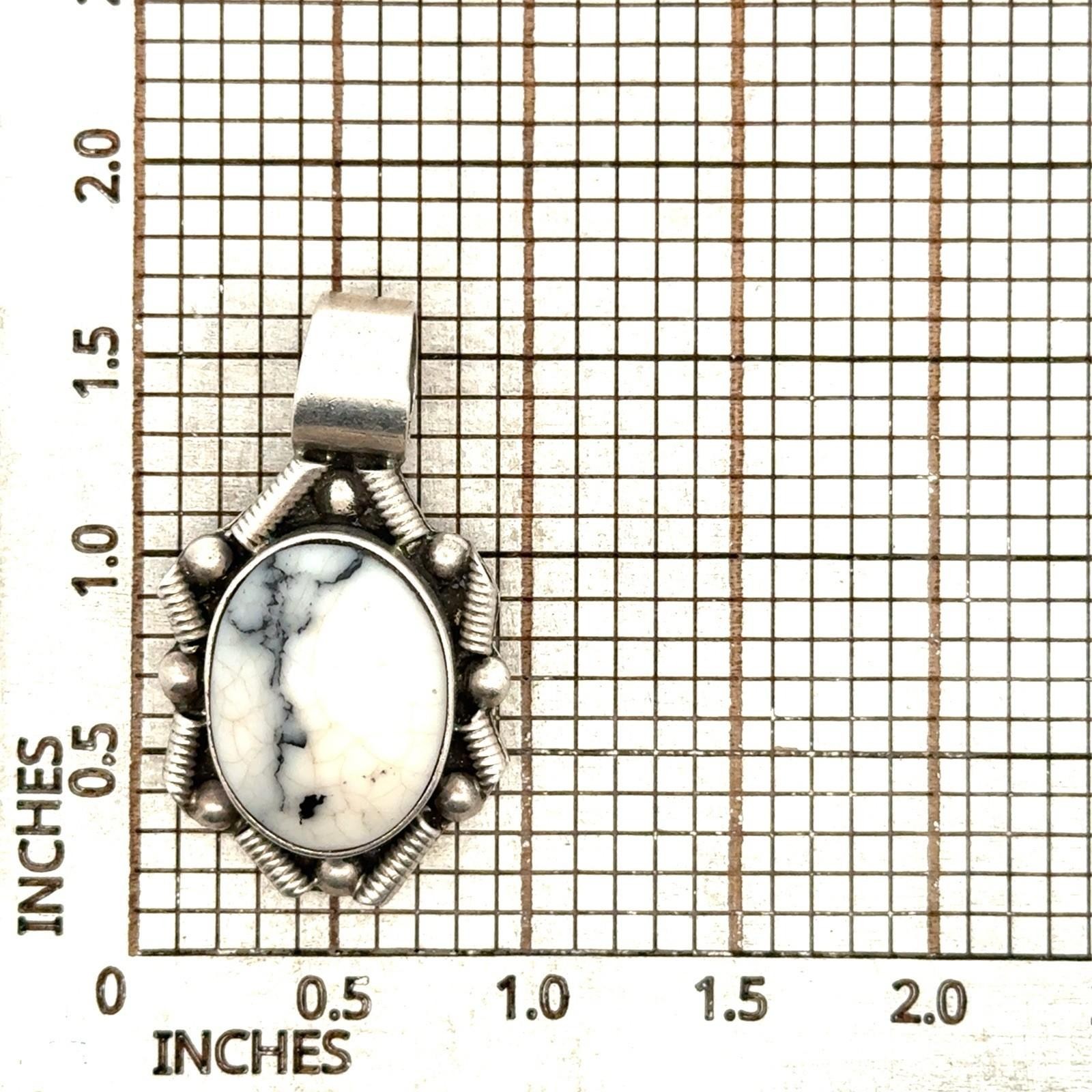 Mexico 925 Sterling Silver Oval White Buffalo Pendant, 13.0g