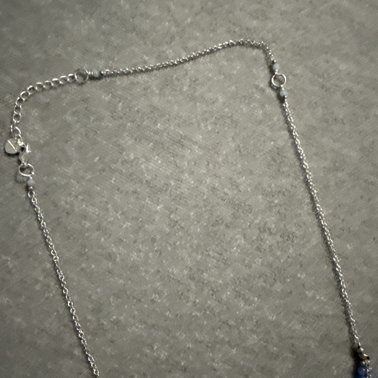Nakamol Lariat Necklace Natural Blue Stones Bead Crystal Silver Chain Boho