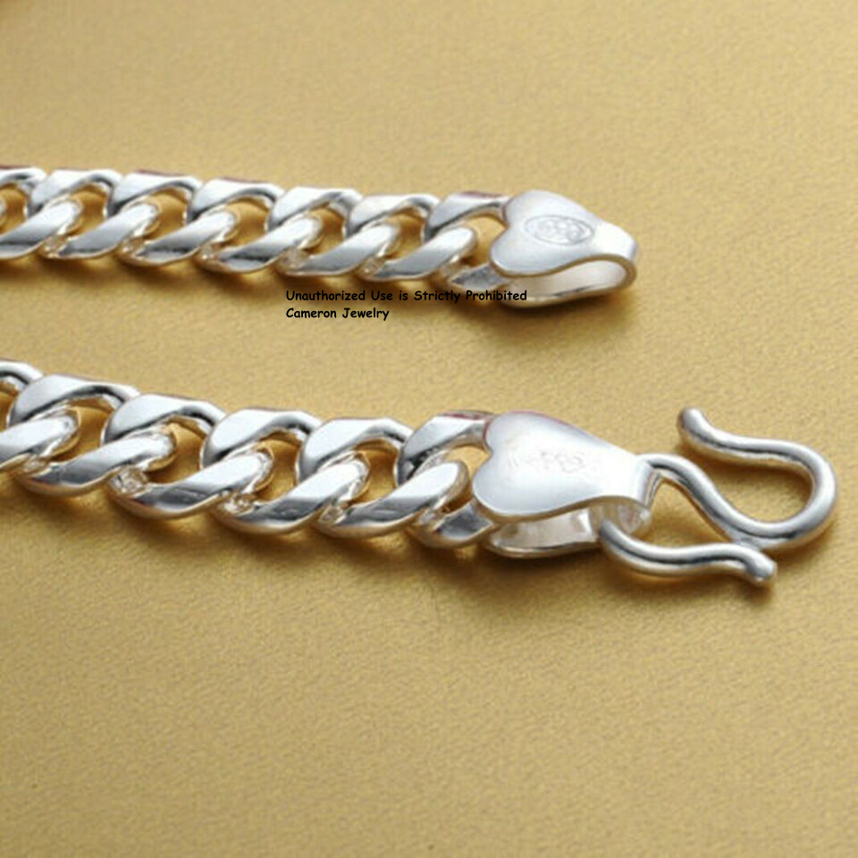 Solid S999 Fine Silver Chain Men Women 6mm-17mm Cuban Curb Link Bracelet 6-9inch