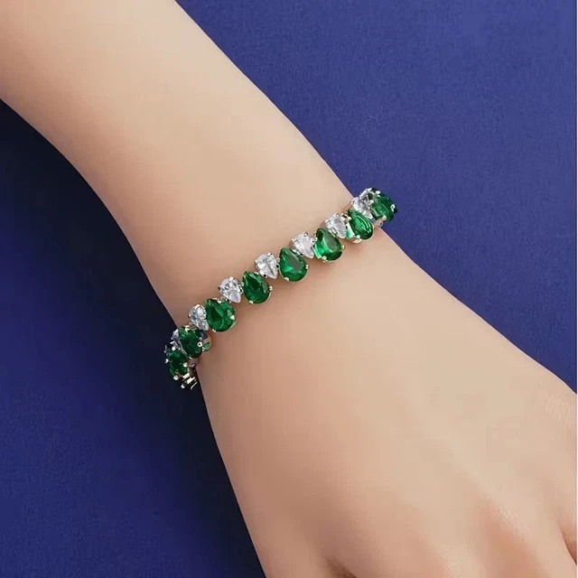 8Ct Pear Cut Lab Created Diamond Women’s Tennis Bracelet 14k White Gold Plated