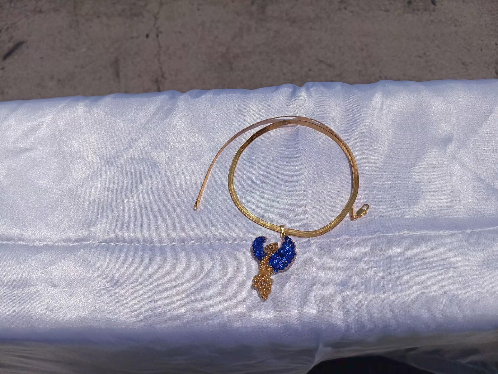 Royal Blue Frost Phoenix Necklace Handmade Phoenix Jewelry Gift