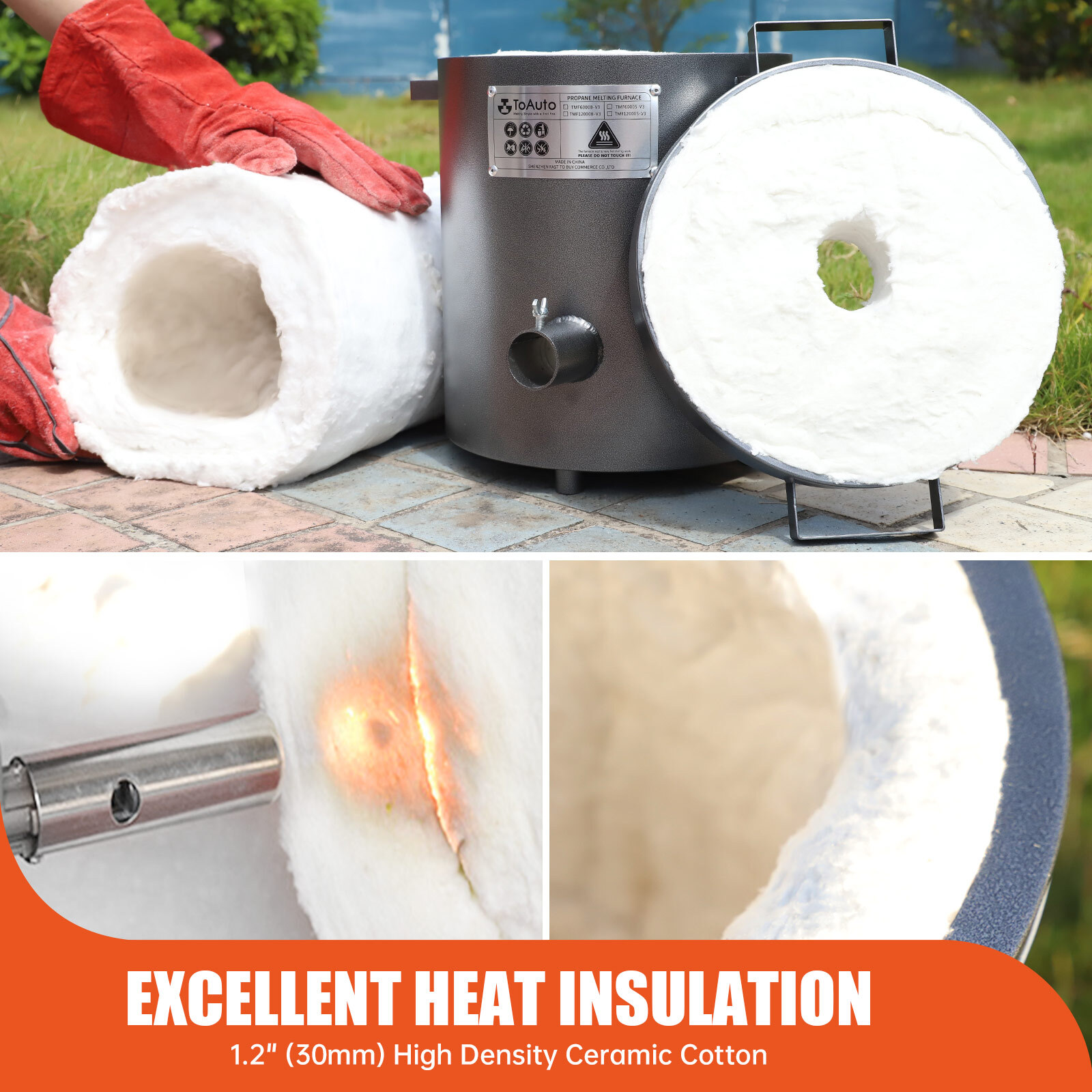 TOAUTO 6KG Propane Gas Melting Furnace Kit Metal Copper Silver Aluminium Casting