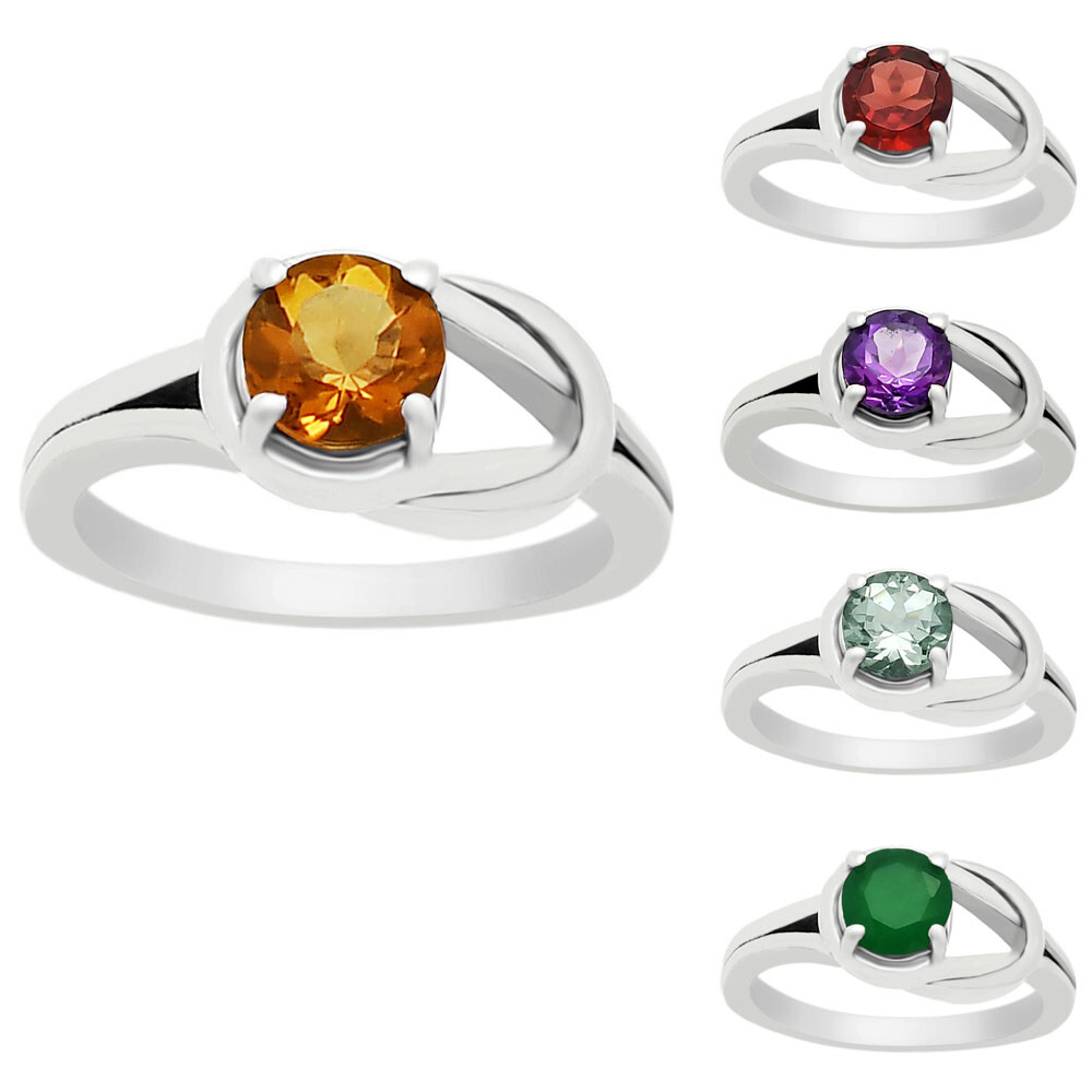 Handcrafted Natural Gemstone Twist Design 925 Sterling Silver Ring DGR1141