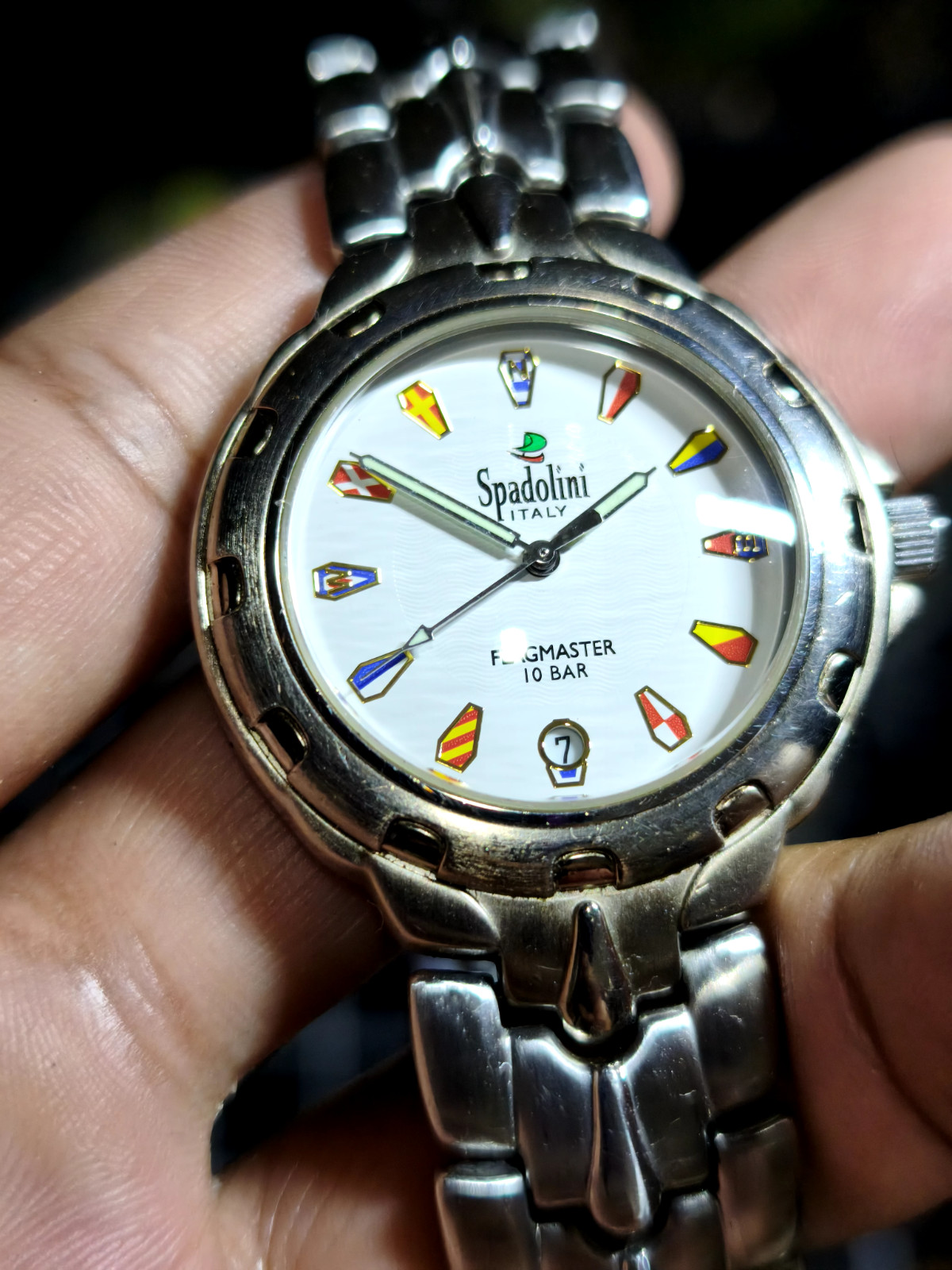 Spadolini Italy Flagmaster SPT-644W Nautical Flags Dial Vintage Men Watch Crepha