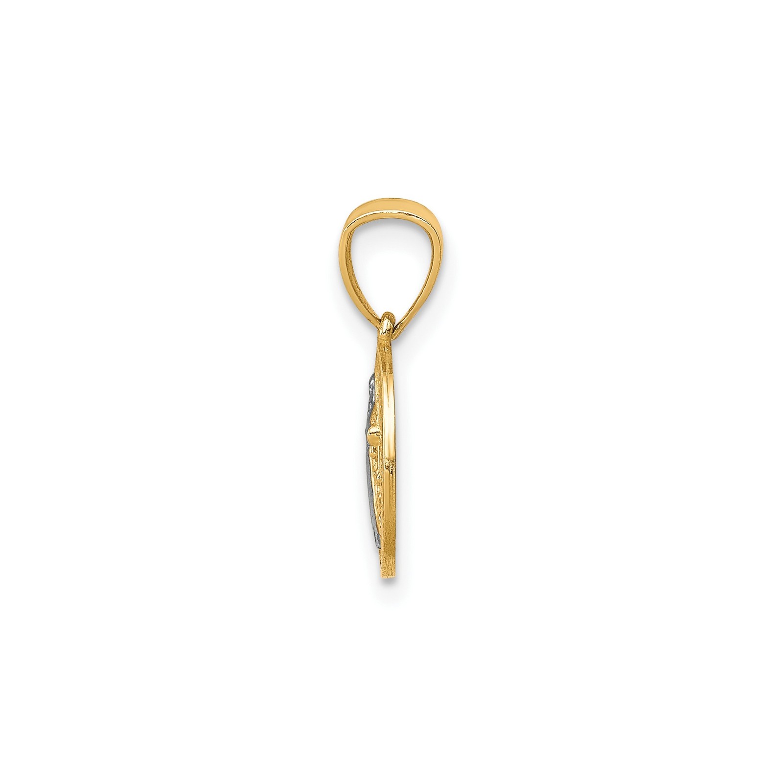 10k Yellow Gold Rhodium St Benedict Pendant Dual-Tone Catholic Medal Jewelry