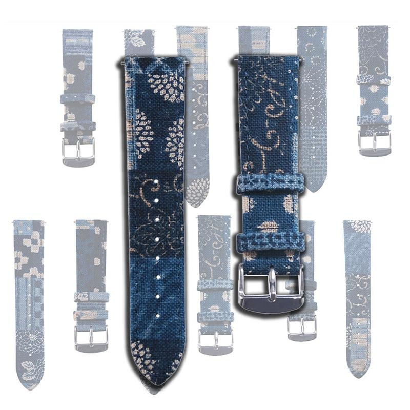 18 20mm 22mm Japanese Vintage Indigo Boro Quick Release Watch Strap Watchbands