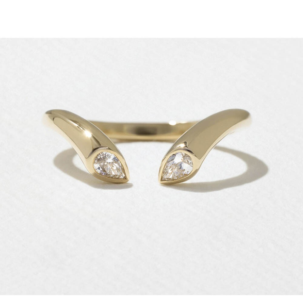Pear Diamond Ring GLI HRD Lab Grown 0.30 Carat Solid 14K Yellow Gold Sizable