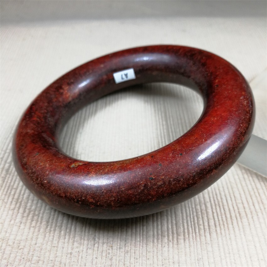 61MM China Scarce Ancient Red Green NATURAL HETIAN Jadeite Jade Bracelet