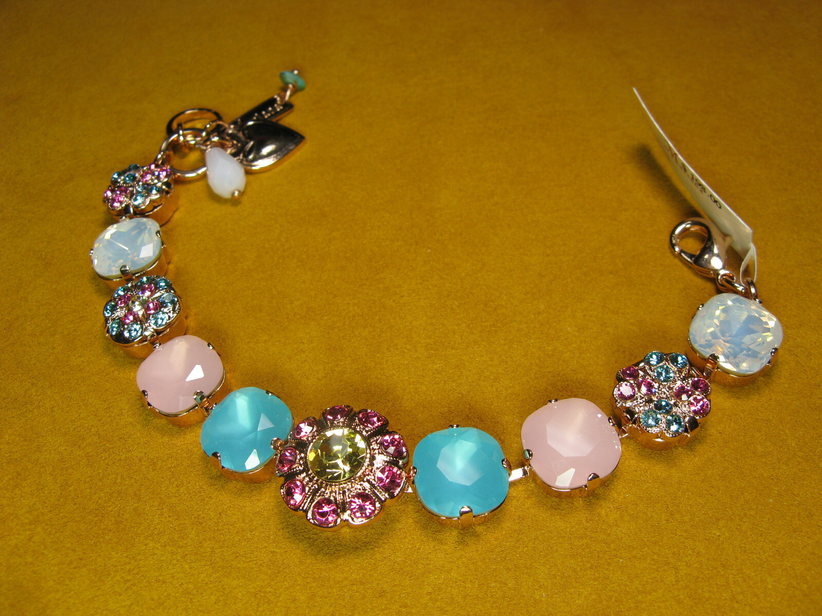 MARIANA BRACELET SWAROVSKI CRYSTALS FLOWER BLUE AQUA PINK MULTI COLOR Rose Gold