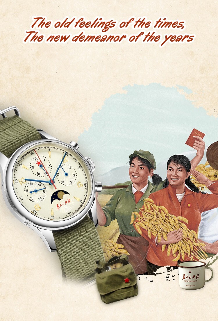 SEAKOSS Vintage Mechanical Watch with Seagull Movement: Moon Phase Chronograph