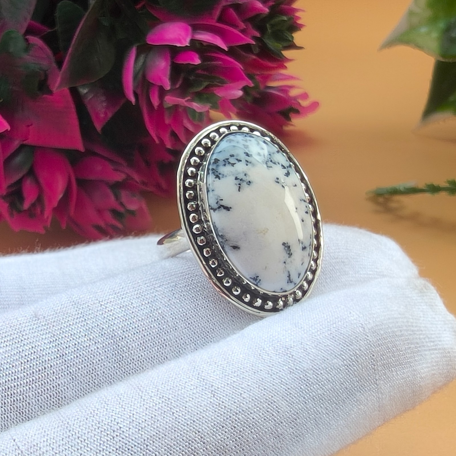 Dendrite Agate Gemstone 925 Silver Handmade Statement Ring Jewelry