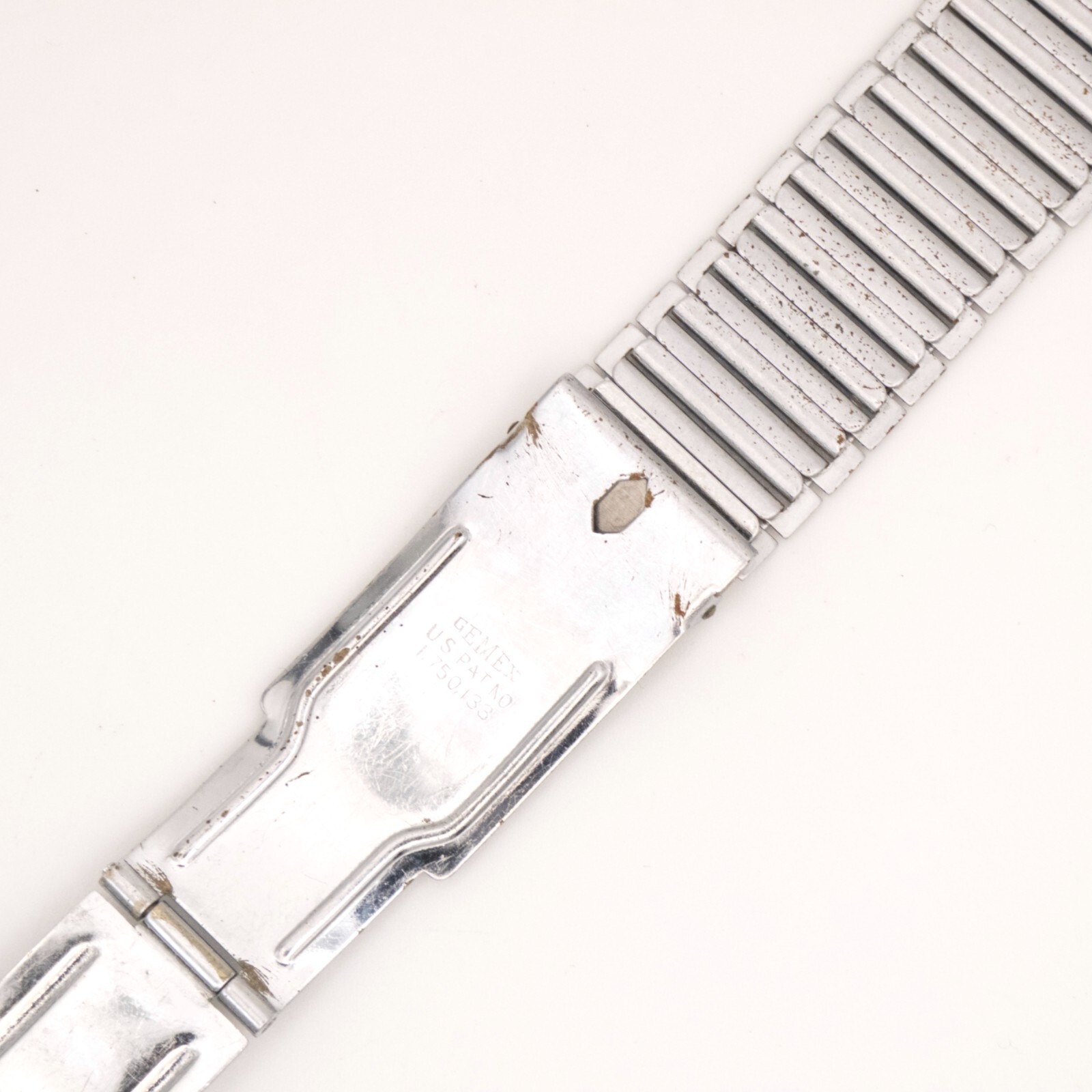 Partial Vintage Gemex 16.0 mm silvertone wristwatch bracelet with trifold clasp