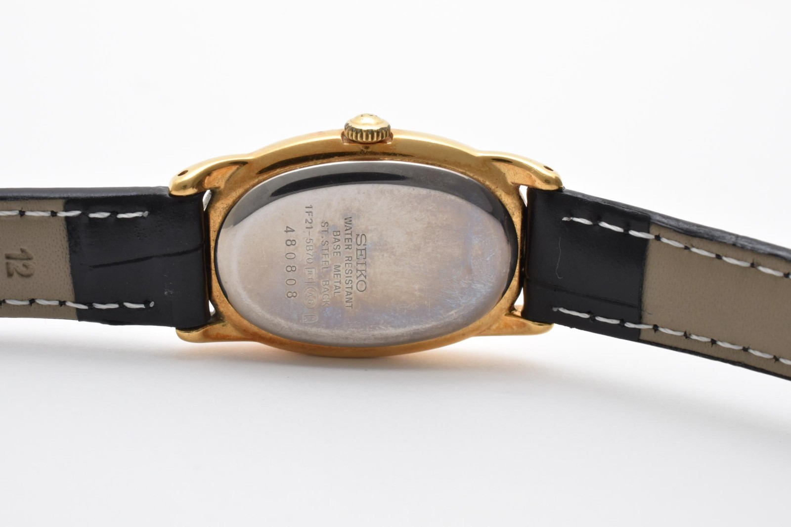 [Exc+5] Seiko Noie 1F21-5B70 Gold Oval Dial Quartz Women’s Watch 21mm Japan