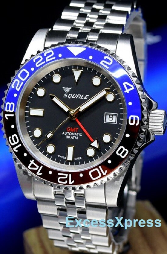 NEW Squale 1545 30 Atmos BLUE/RED “Pepsi” GMT Ceramica Watch – MKII