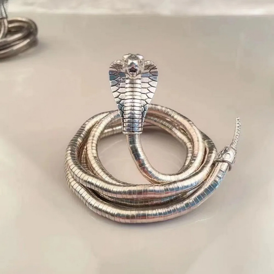 Necklace Bracelet Adjustable Cobra Snake Collar Neck Wrist Jewelry Gothic 35in