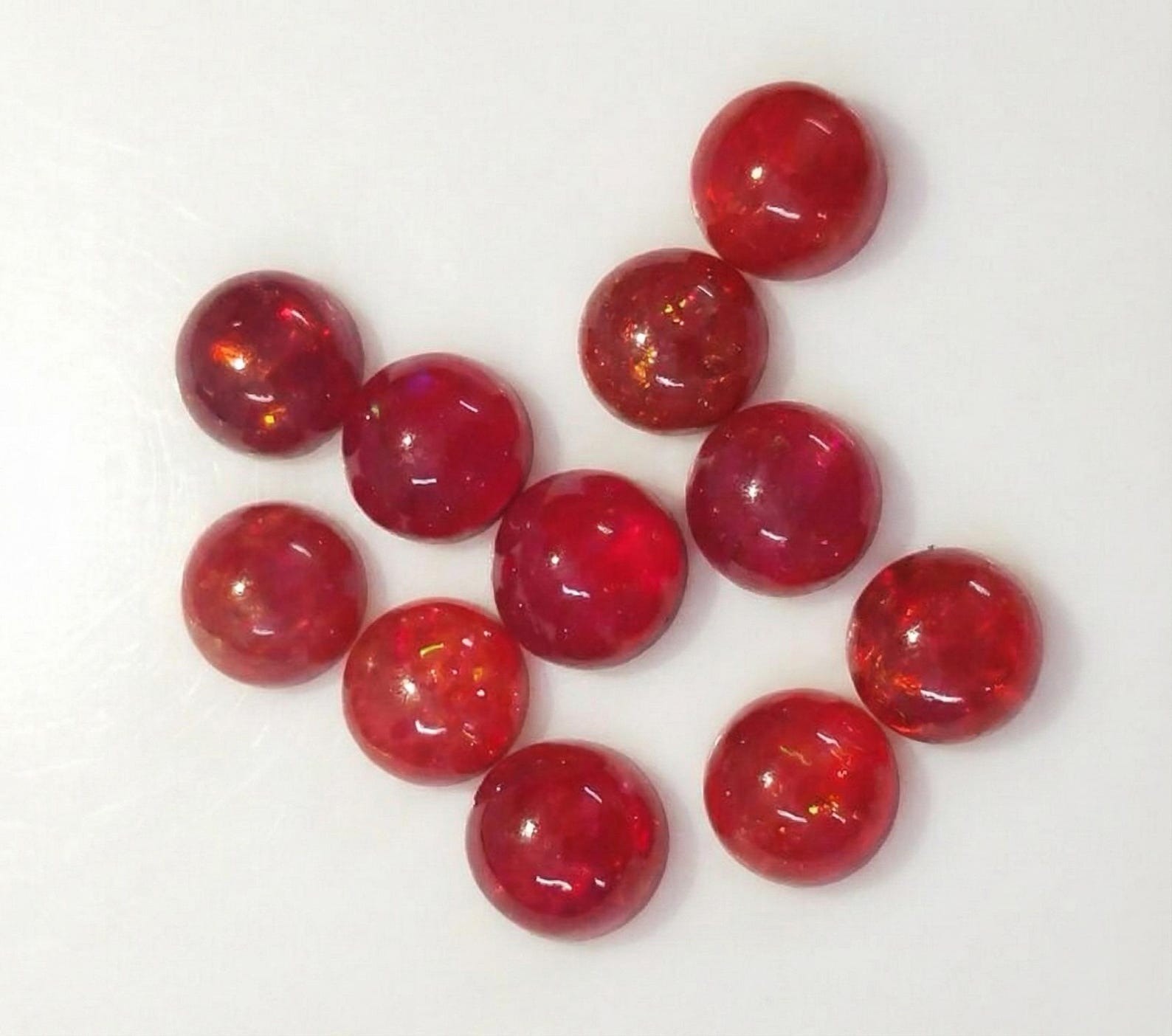 Natural Red Ethopian Opal Round Cabochon 3mm To 10mm Loose Gemstone