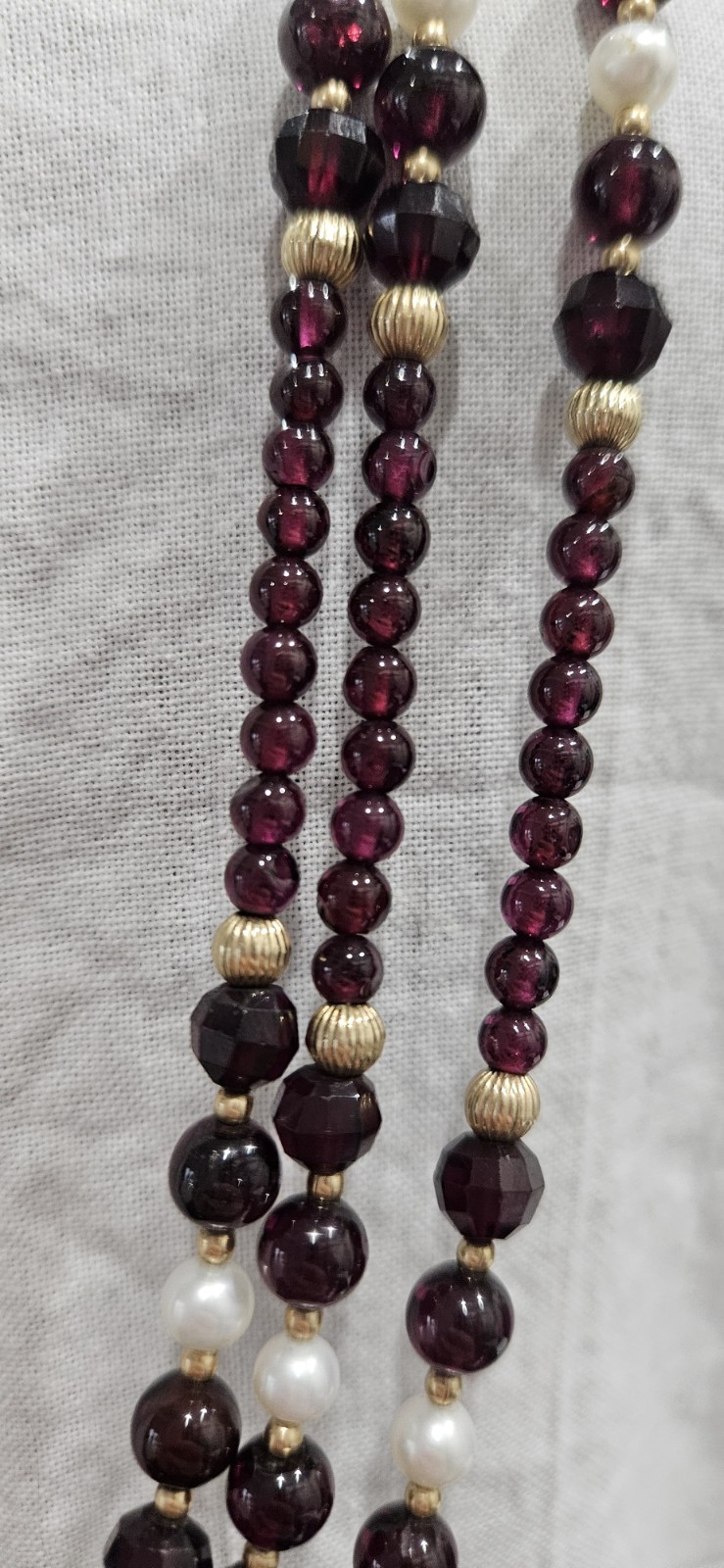 Lot of 4 garnet beaded necklaces different lengths and styles