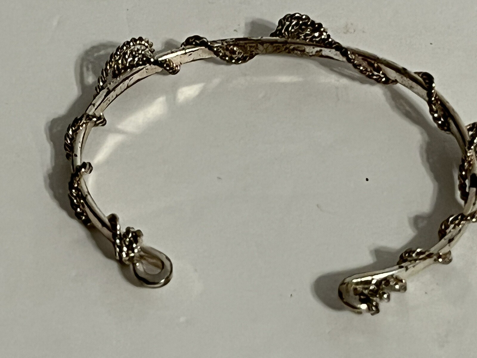 Bracelet Cuff Artisan Silver Tone Fashion 9″