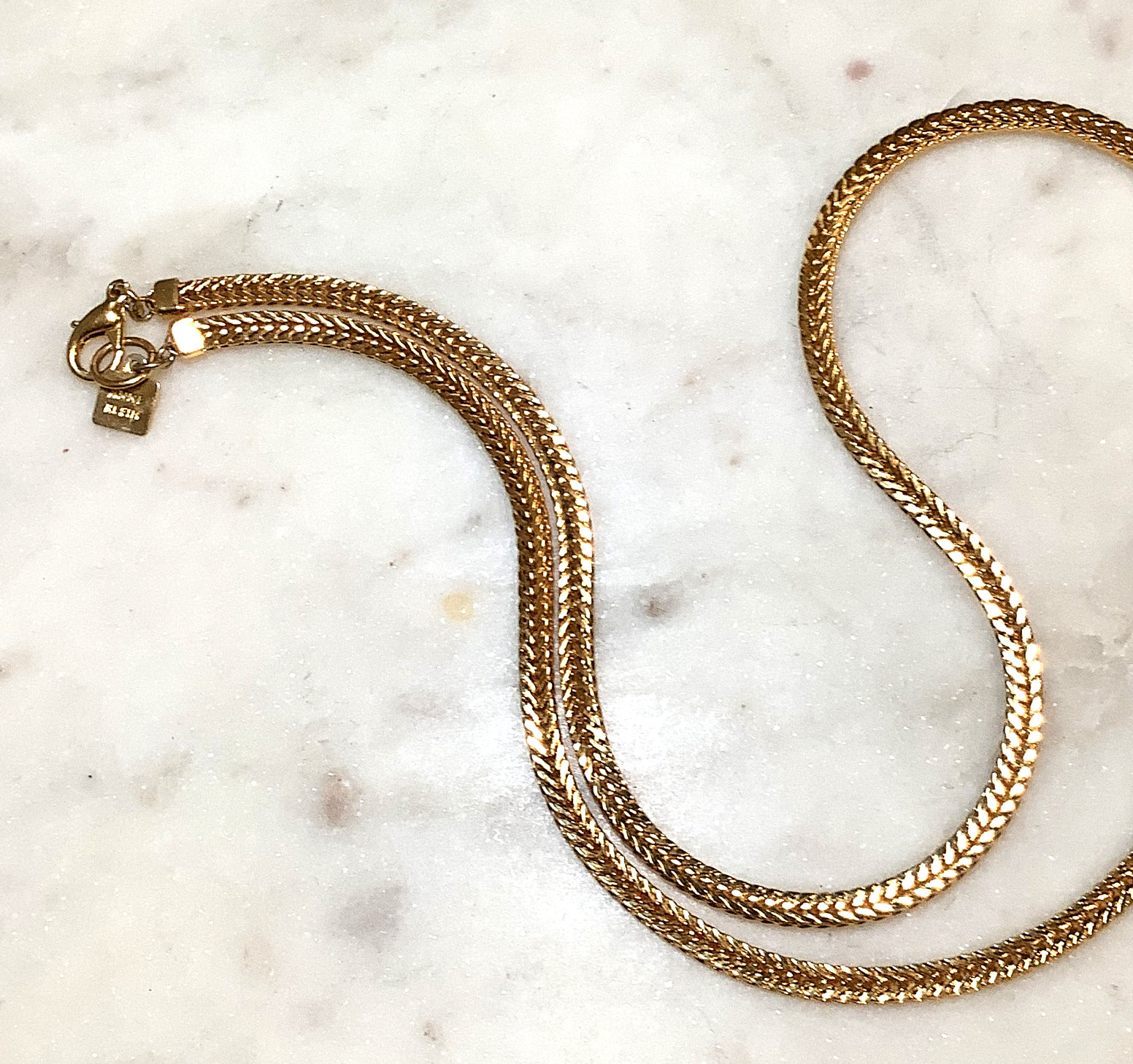 Vintage Anne Klein Necklace Heavy Foxtail Chain Long 24″ Signed Lion Tag