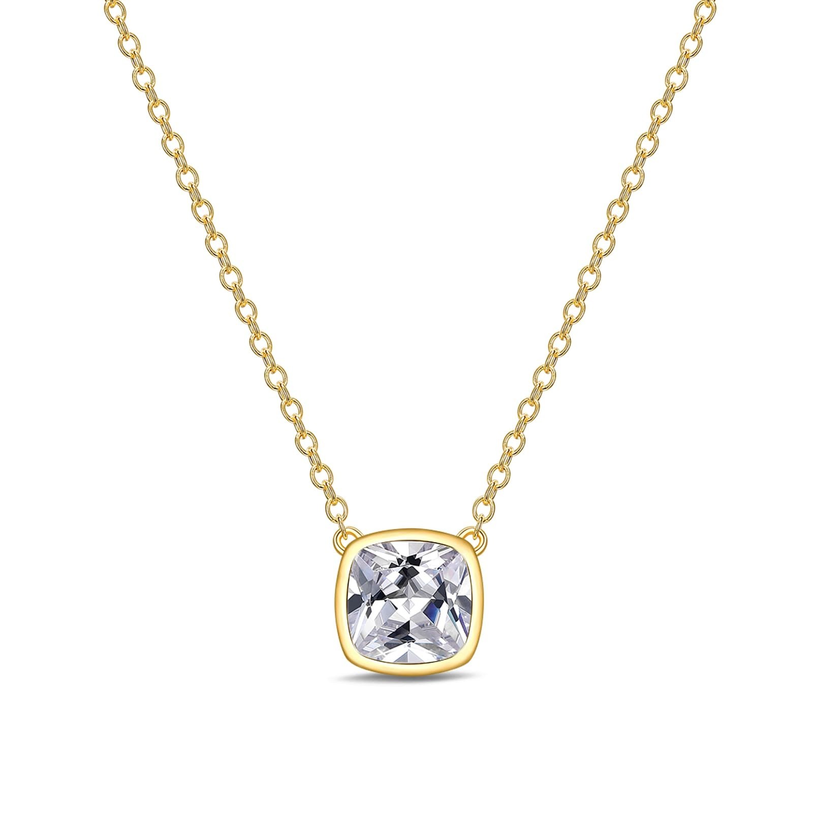 Solitaire Cubic Zirconia Necklace for Women, 1-3 CT Round/Heart/Princess Cut, 92