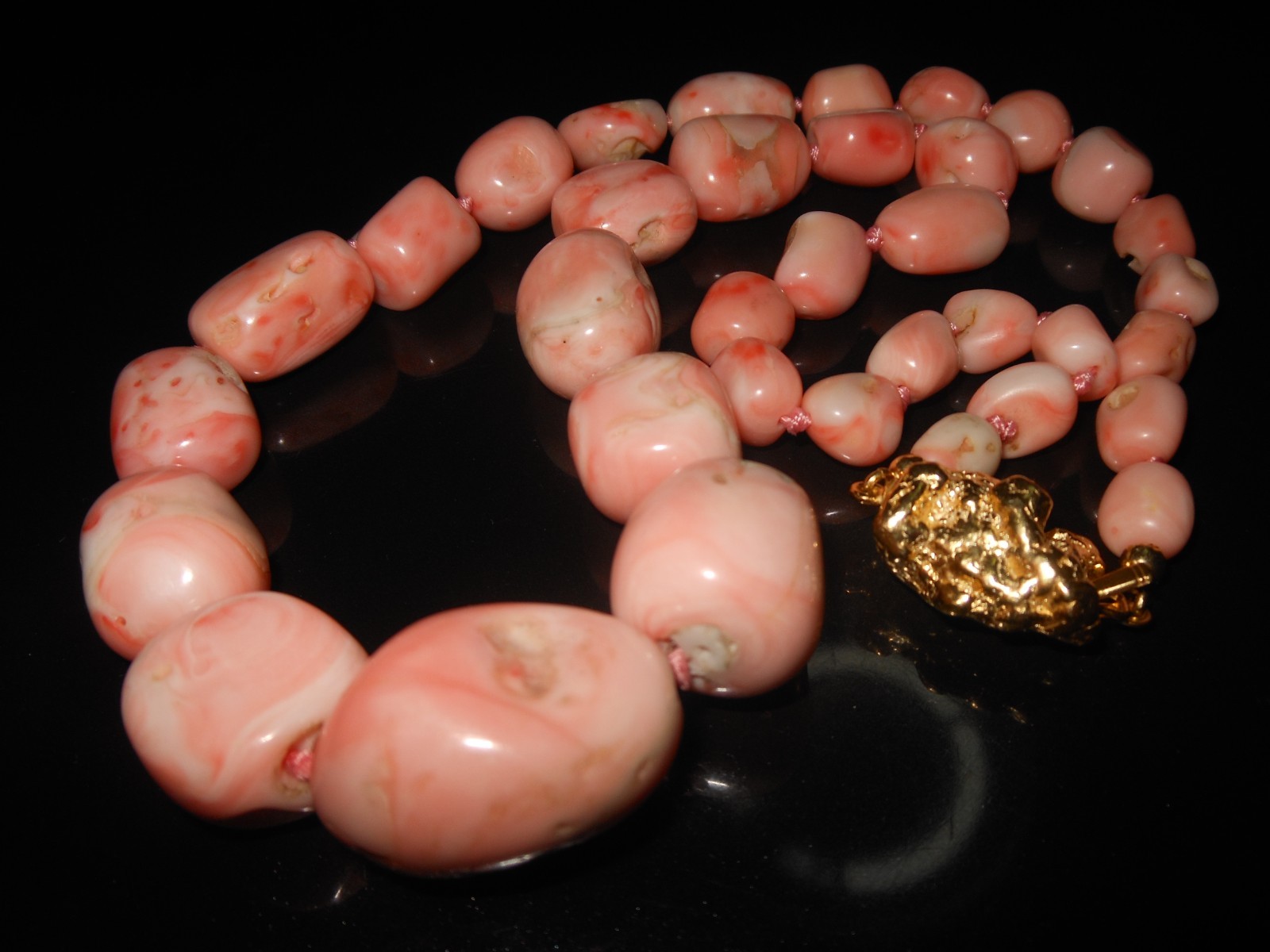 Gorgeous Pink Coral Nugget Scare Necklace