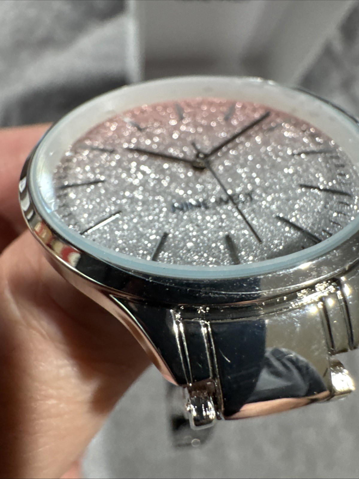 NINE WEST Glitter Dial Bracelet Womens Watch Silver NW2337 New In Box