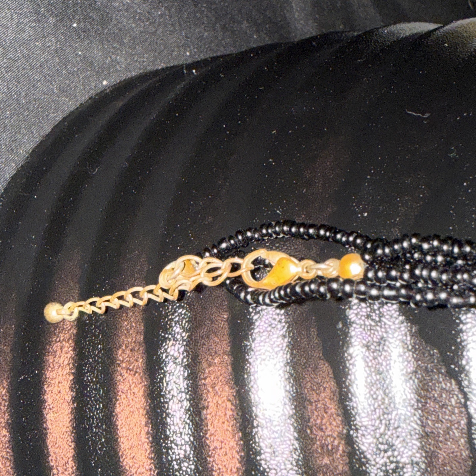 Long Layered Beaded Black And Purple Necklace Bracelet And Earring Set