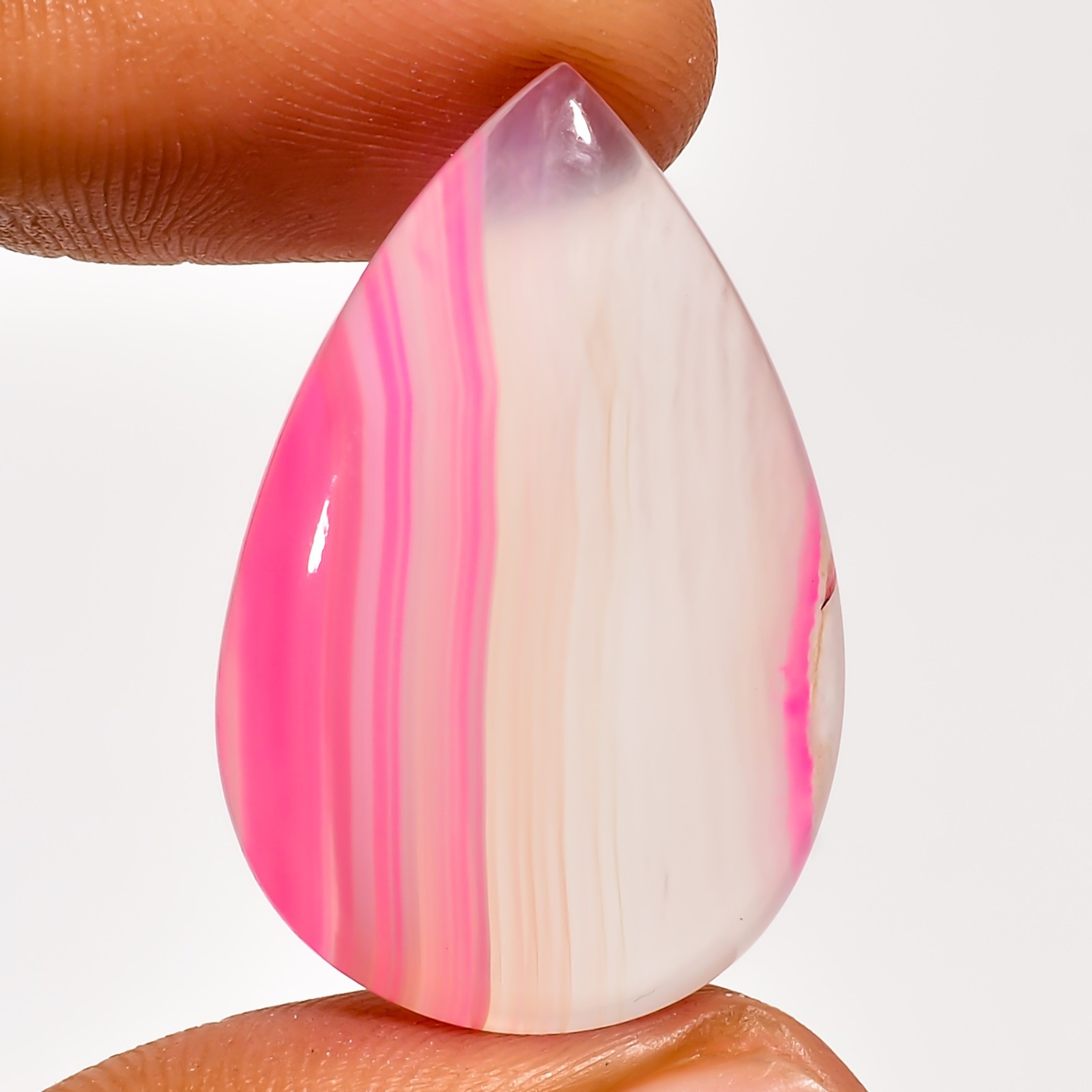 22 Ct AAA Natural Pink Botswana Agate Pear Cabochon Loose Gemstone 30X20X5 mm