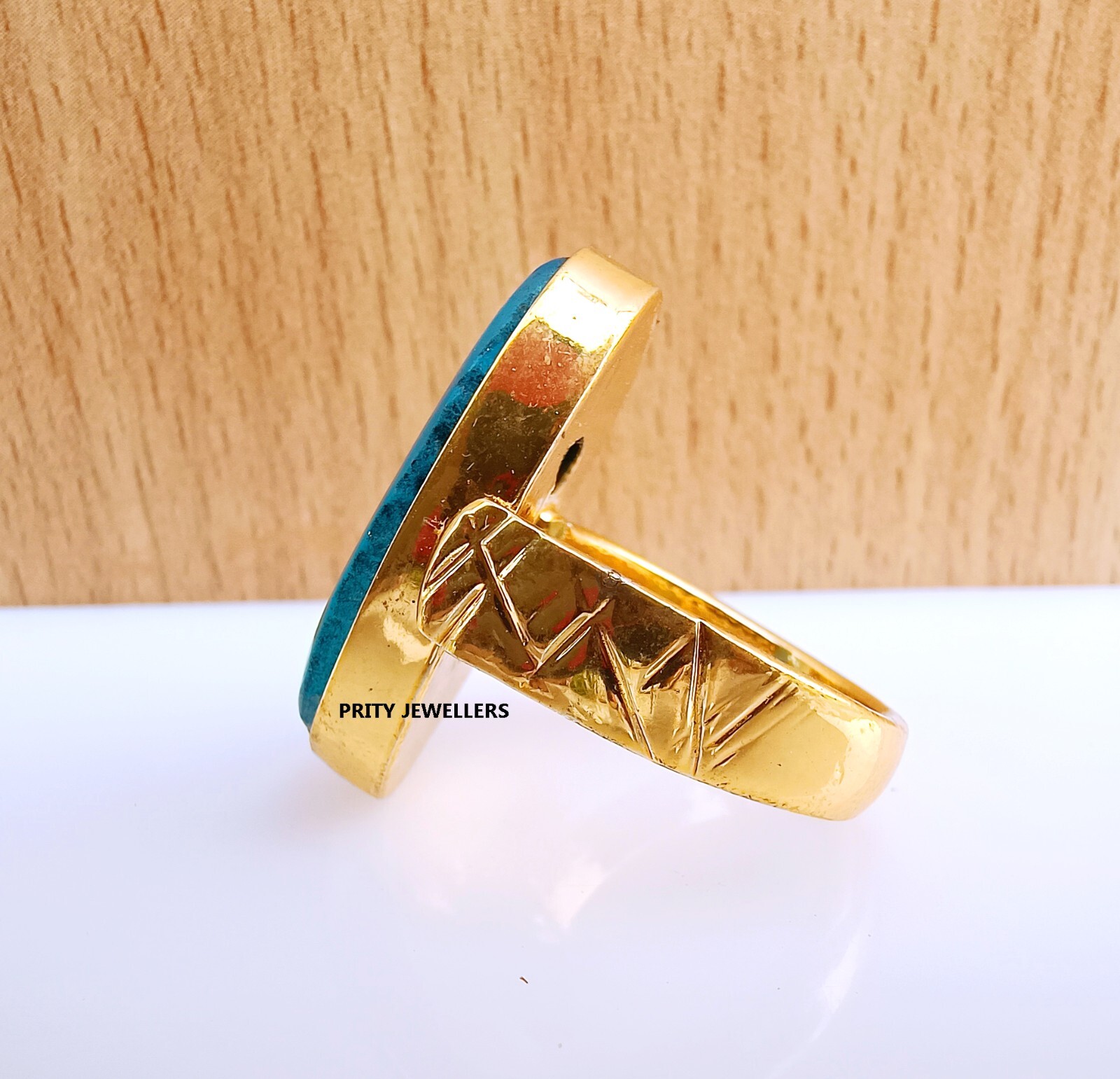 Blue Agate Gemstone Gold Plated Ring, Handmade Antique Ring, All Sizes Available
